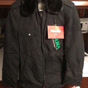 NEW Blauer Faux Fur Black Security Jacket Size 32R New Vintage.  Amazing!